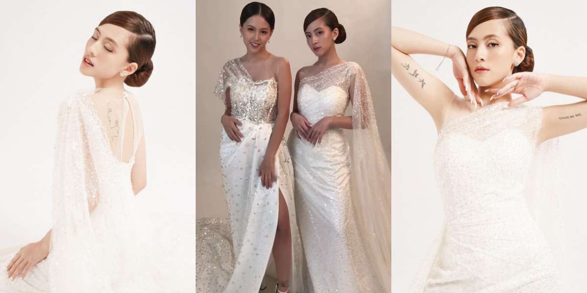 8 Portraits of Adhisty Zara and Hasyakyla Photoshoot Wearing Wedding Dresses, Beautiful Like Split Betel Nut - Showing Tattoos on Back and Arms