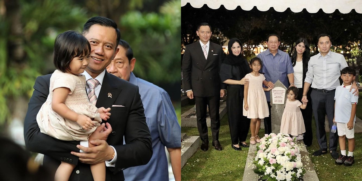 8 Portraits of AHY Visiting Ani Yudhoyono's Grave After Being Appointed as the Coordinating Minister for Infrastructure and Regional Development, Carrying Ibas's Daughter with Affection