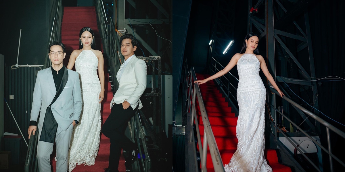 8 Portraits of Anggika Bölsterli, Star of the Soap Opera 'Between Two Loves' at the SCTV Awards 2023, Looking Beautiful in a White Dress