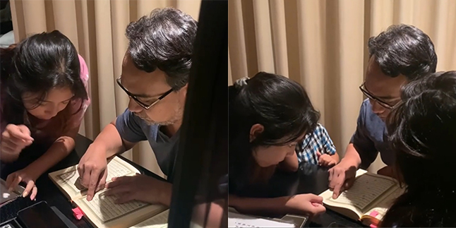 8 Photos of Bebi Romeo Finally Learning to Recite the Quran at the Age of 46, Patiently Reading Slowly - Taught by His Child