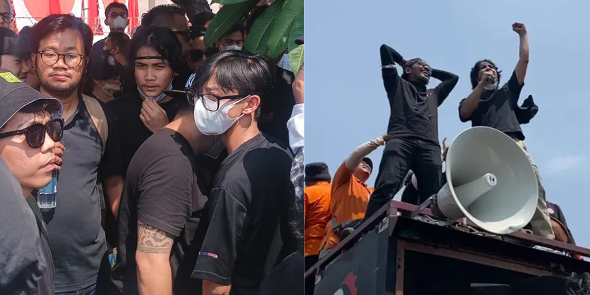 8 Photos of Bintang Emon Delivering a Thunderous Speech, Igniting the Spirit of Protesters in Front of the DPR Building