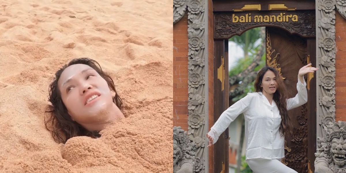 8 Photos of Bunda Corla's Vacation to Lake Toba and Bali, Enjoy Buried in Beach Sand