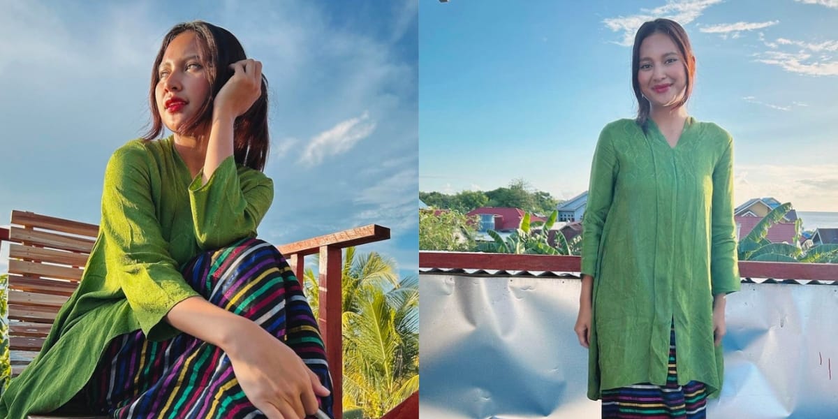 8 Beautiful and Graceful Photos of Indah Permatasari Wearing Traditional Tomia Woven Sarong