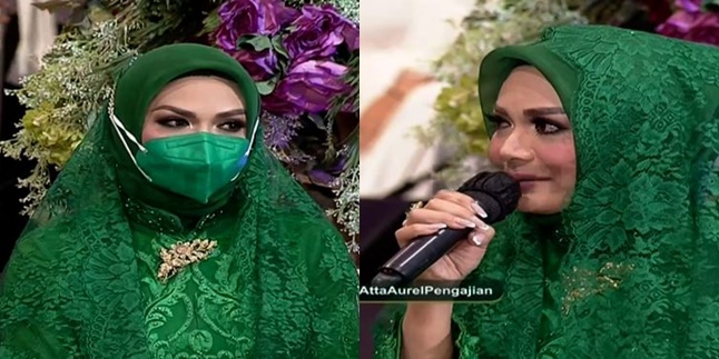 8 Beautiful Portraits of Krisdayanti at Aurel-Atta's Religious Gathering, Wearing a Green Hijab
