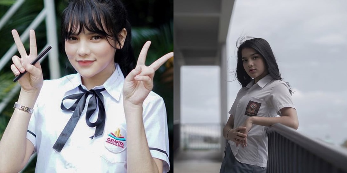8 Portraits of Davina Karamoy in High School Uniform, Previously a Regular in Teen Films and Series