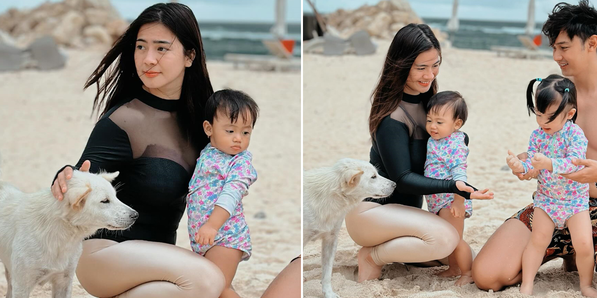 8 Photos of Felicya Angelista Still Wearing Leggings & Long Shirts While Vacationing at the Beach