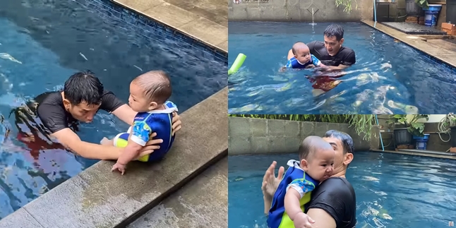 8 Adorable Photos of Baby Athar, Rezky Aditya's Child, Learning to Dive, Citra Kirana Panics Seeing the Little One Choking