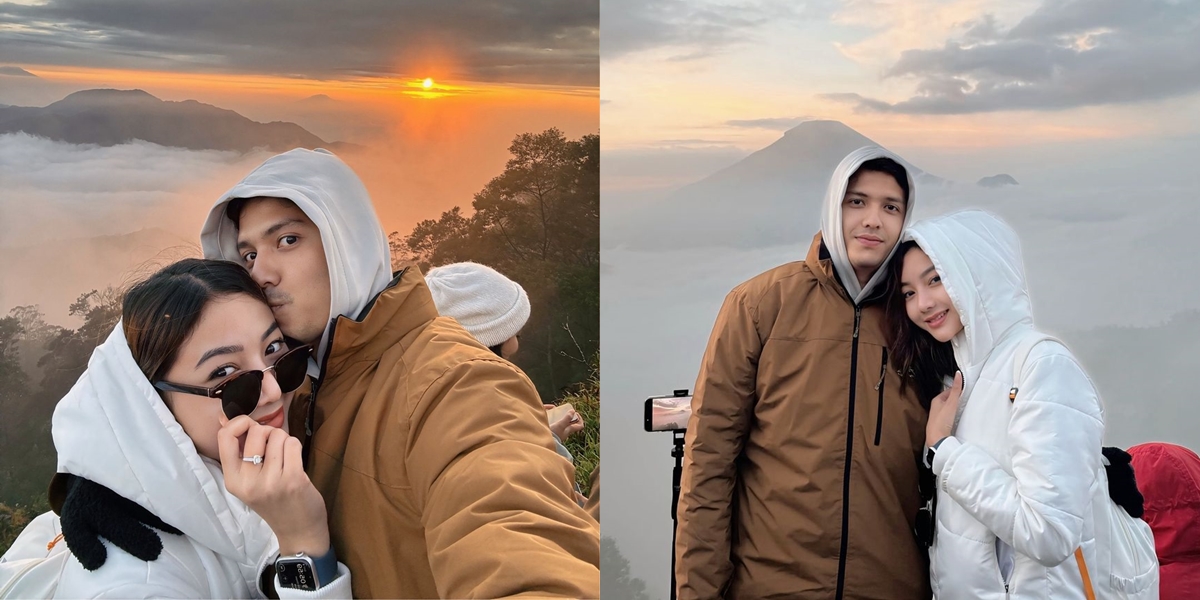 8 Portraits of Glenca Chysara and Rendi John at the Peak of Mount Sikunir, Still Cute and Glowing While Hiking - Enjoy the Beautiful Views Together