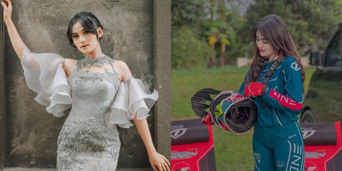 8 Photos of Hana Monina, a Beautiful Dangdut Singer from Blitar Who Loves Riding Trail Motorcycles!
