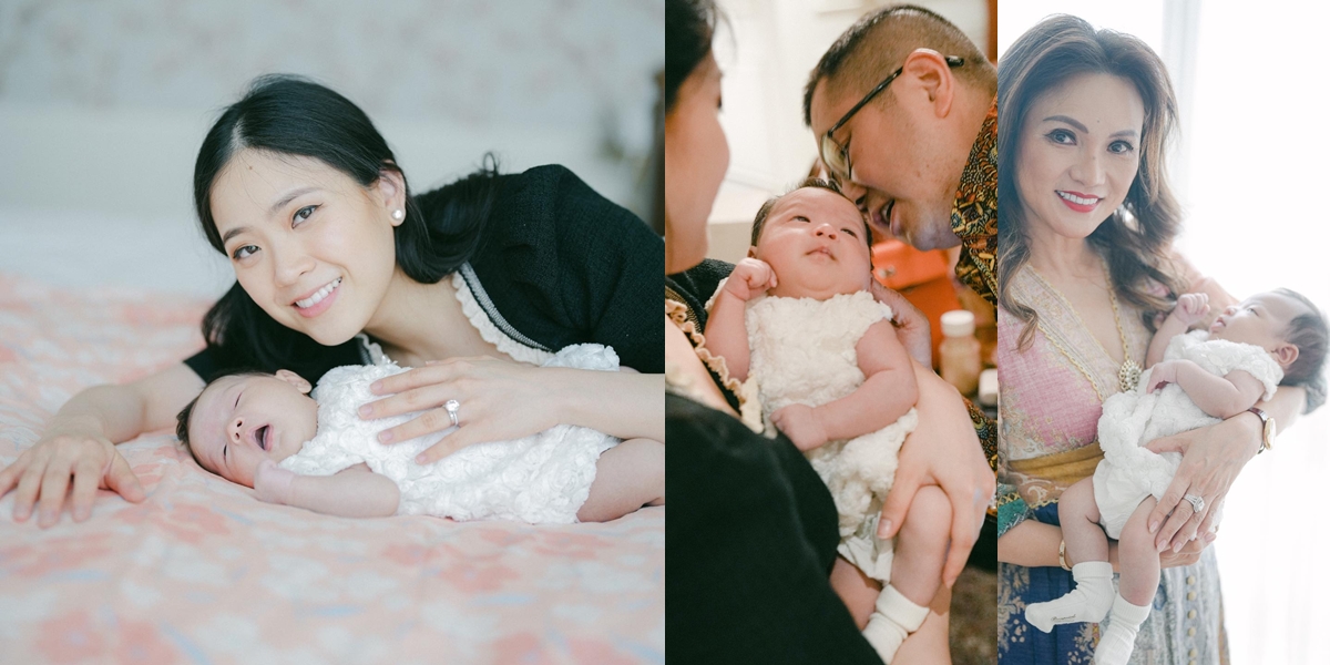 8 Portraits of Jessica Tanoe Celebrating Julia's 1 Month, Simple Party at Home - Grandparents of the Conglomerate All Attended