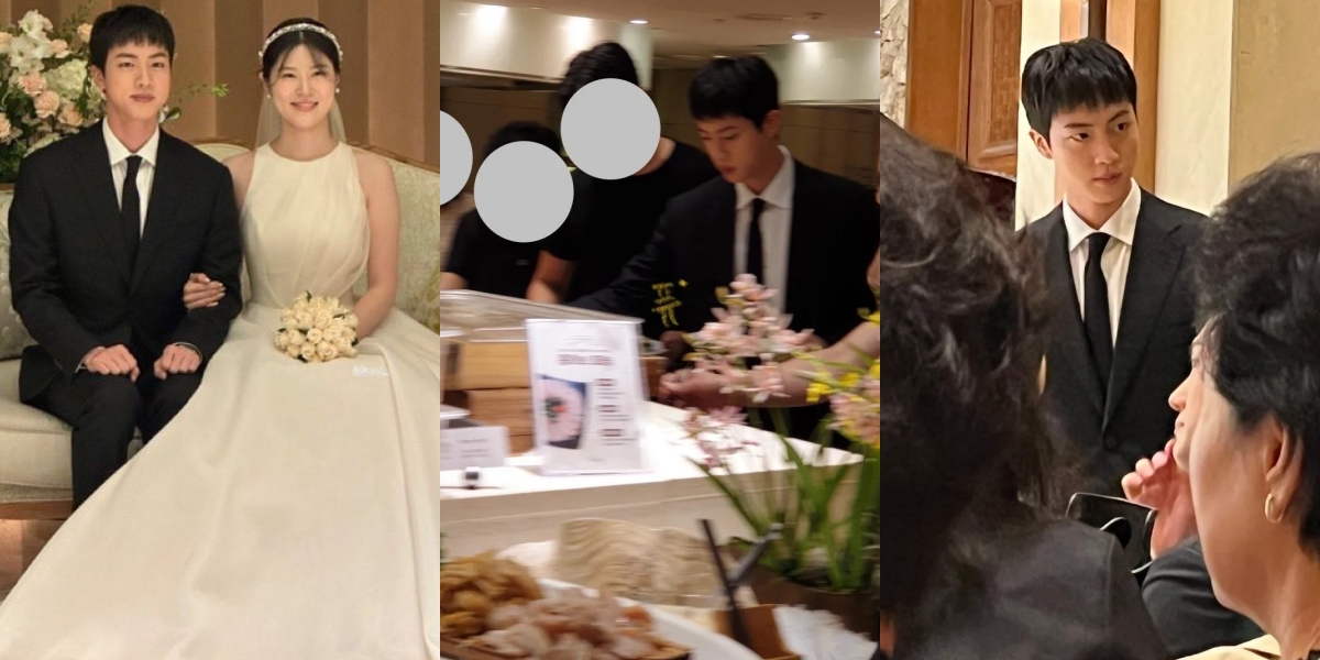 8 Photos of BTS Jin Attending His Cousin's Wedding, Handsome in a Suit - Joining the Buffet Line