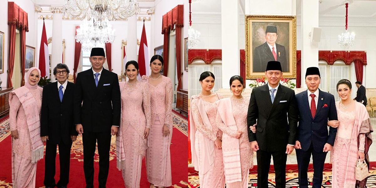 8 Portraits of AHY's Family at the Minister Inauguration - Wife, Children, In-Laws all in Matching Pink Kebaya