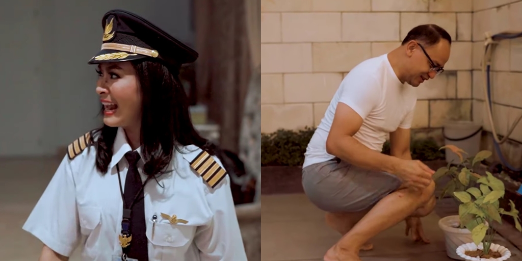 8 Hilarious Photos of Iis Dahlia Playing Role Swap with Husband, from Wearing Pilot Uniform to Watering Plants