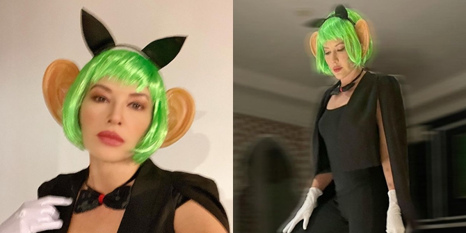 8 Potret Kostum Unik Halloween Tamara Bleszynski Pakai Wig Hijau Neon, Gaya Aktris Berusia 46 Tahun Ini Bikin Pangling!