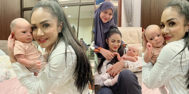 8 Pictures of Krisdayanti Playing with Ameena, Who is Now Bald, The Little One's Face is Fascinated by the Call to Prayer as the Highlight