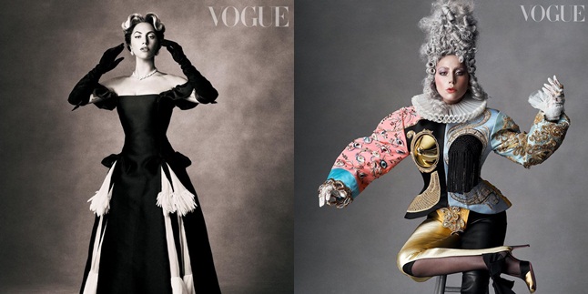 8 Potret Lady Gaga Jadi Model Vogue British dan Italia, Tampil Mengusung Busana Gaya Lawas Klasik yang Unik