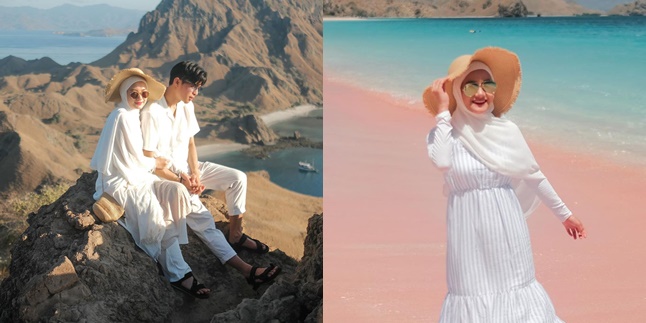 8 Photos of Dinda Hauw and Rey Mbayang's Vacation in Labuan Bajo, Showcasing Romantic Kisses on top of a Hill