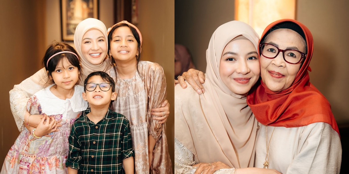 8 Portraits of Natasha Rizky Looking Beautiful at the Premiere of the Film 'The Miracle of a Woman's Tears', Accompanied by Her Children and Beloved Mother