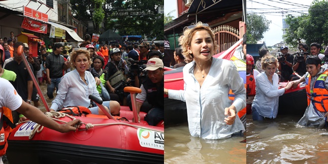 8 Photos of Nikita Mirzani Willing to Brave the Flood to Provide Direct Assistance, Donating Rp 20 Million!