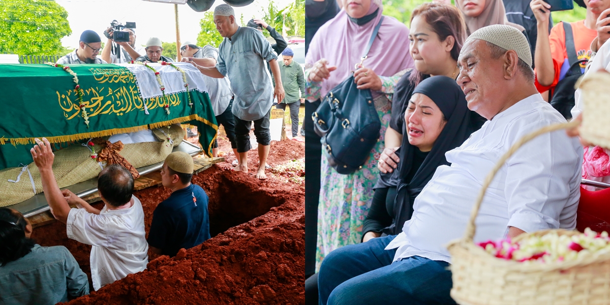 8 Portraits of Hj. Agustini's Funeral, Bella Shofie Could Only Watch Through Video Call - Her Younger Sister Shed Tears on the Grave