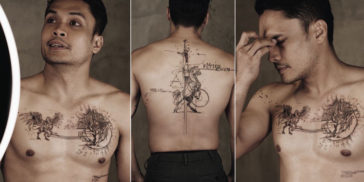 8 Photos of Randy Pangalila Adding Tattoos on His Back & Chest, Featuring His Beloved Wife's Name