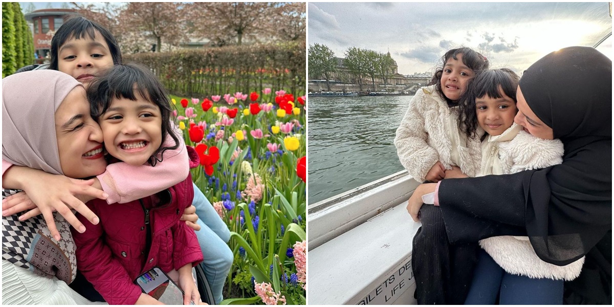 8 Photos of Shireen Sungkar on Vacation in Europe with Children, Playing in the Tulip Garden - Enjoying Moments Together