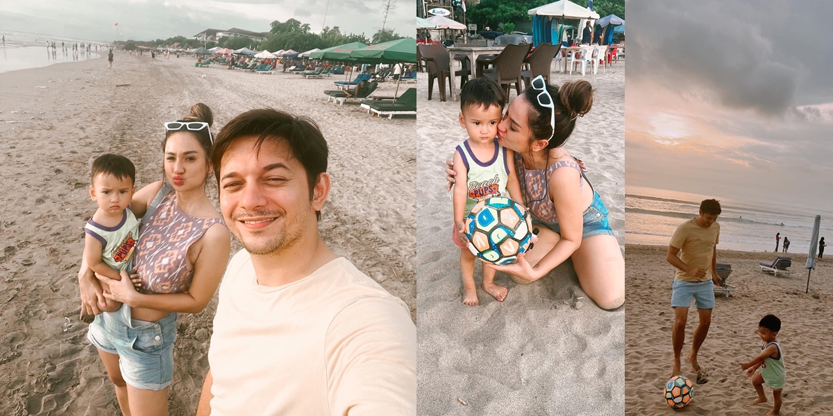 8 Potret Tengku Dewi Putri - Andrew Andika Vacation in Bali, Having Fun at the Beach with Their Child