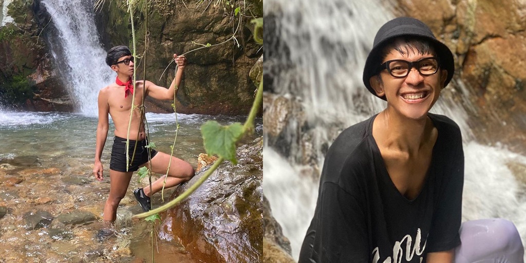 8 Latest Photos of Aming During Vacation, Relaxing and Enjoying the Coldness of Waterfalls While Bare Chested - Showing Six Pack Abs