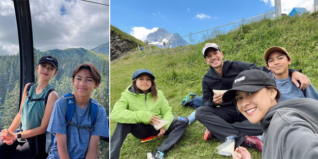 8 Latest Pictures of Nana Mirdad and Andrew White's Family Vacation in Switzerland, Riding Gondola and Picnicking on the Mountain