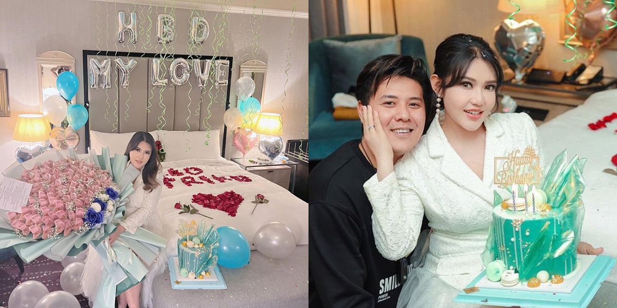 8 Photos of Via Vallen's Birthday Celebrated with Husband, Received a Bucket of Money and a Love Letter Full of Prayers from Chevra Yolandi - They Even Shared an Intimate Kiss on the Forehead