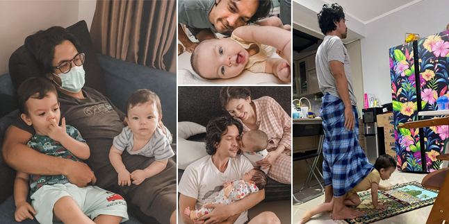 9 Hot Daddy Edward Akbar Photos When Babysitting Children, Disturbed During Prayer - Sleeping with the Little One