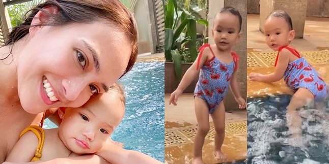 9 Adorable Moments of Baby Claire, Shandy Aulia's Daughter, Learning to Swim and Becoming Independent - Slipped by the Poolside