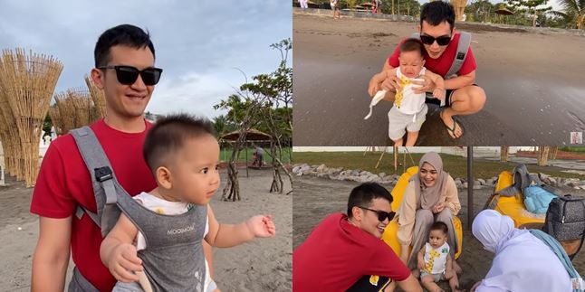 9 Potraits of Baby Athar, Citra Kirana's Child, Having Fun at the Beach, Shocked and Cried When Hit by Waves - Covered in Sand