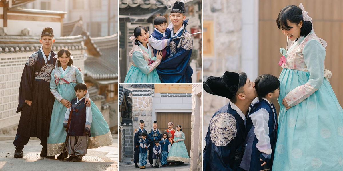 9 Latest Maternity Shoot Portraits of Rinni Wulandari in Korea, Looking Beautiful in Hanbok with Jevin Julian and Their Son