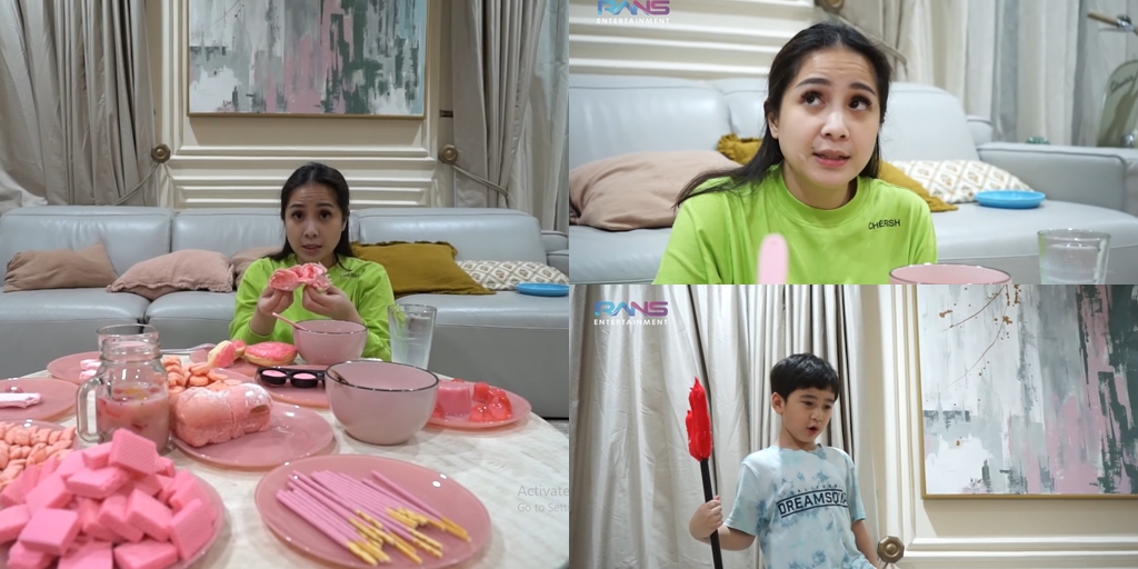 9 Portraits of Nagita Slavina Mukbang All-Pink Food, Eating Too Many Sweets Until Feeling Nauseous - Rafathar Has Never Eaten Cotton Candy