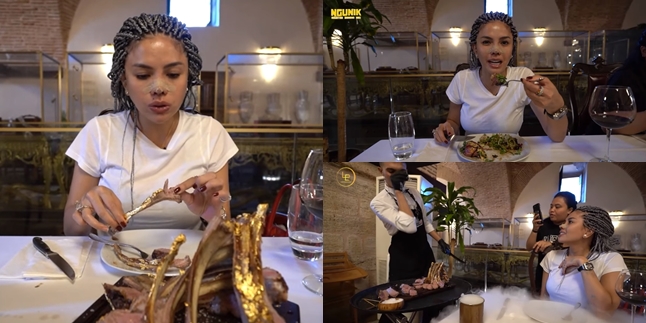 9 Photos of Nikita Mirzani Trying 'Salt Bae' Restaurant in Turkey, Eating Raw Beef - 24 Karat Gold-Layered Ribs