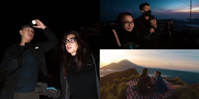 9 Pictures of Nikita Willy and Indra Priawan Vacationing on the Peak of Mount Batur Bali, Picnicking Together While Watching the Sunrise