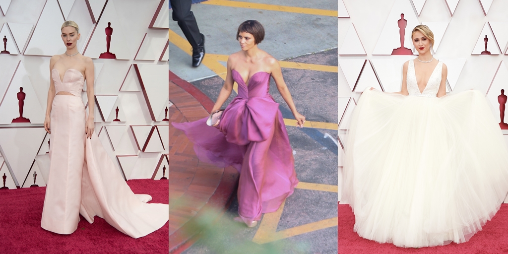 9 Portraits of Hollywood Celebrities with the Best Outfits at the 2021 Oscars, Zendeya Wears a Strapless Long Dress - Maria Looks Beautiful Like Cinderella