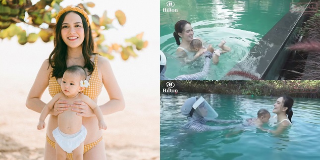 9 Photos of Shandy Aulia Accompanying Her Daughter Swimming Lessons, Baby Claire is Already Skilled at Holding Her Breath in Water