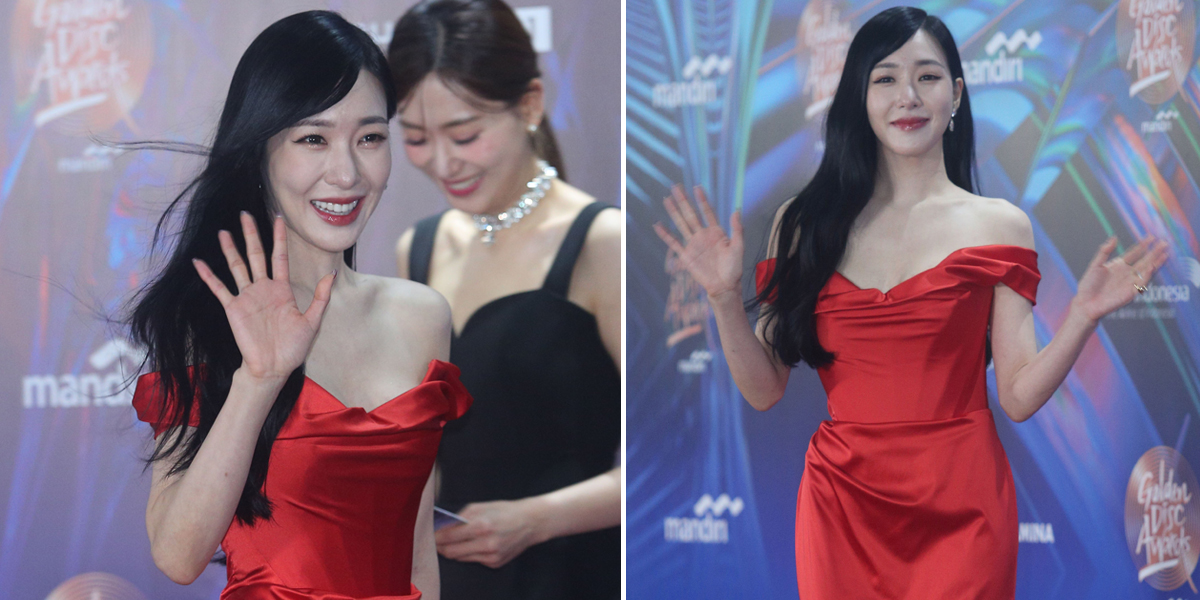 9 Photos of Tiffany Young Wearing a Red Dress on the Red Carpet at GDA 2024, Very Luxurious & Elegant!