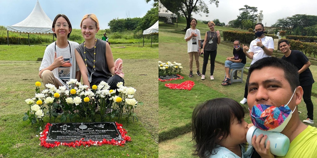 Admit Longing and Will Always Be a Story of Every Moment, Here are 8 Portraits of Joanna Alaxandra and Children Visit Raditya Oloan's Grave After 6 Months of Death