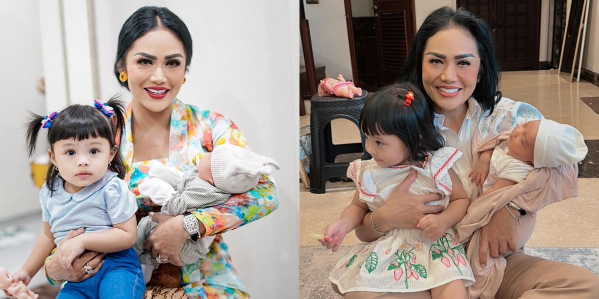 Happy with Beloved Grandchildren, 8 Photos of Kris Dayanti Taking Care of Ameena & Azura at the Same Time