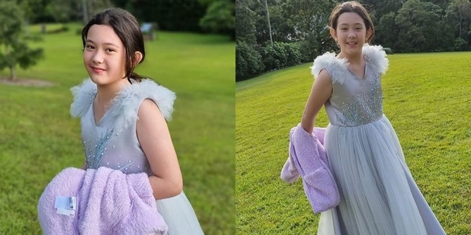 Like Disney Princess, Beautiful Portrait of Mikhaela Lee, Nafa Urbach's Daughter, Wearing a Beautiful Dress Attending Her Aunt's Wedding