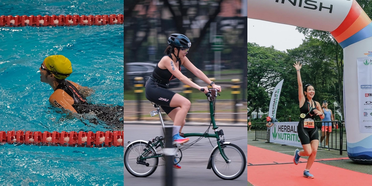 Successfully Finished, 10 Photos of Gisella Anastasia's Fun Participating in Triathlon - Gading Marten Gives Praise: Crazy Sports Enthusiast!