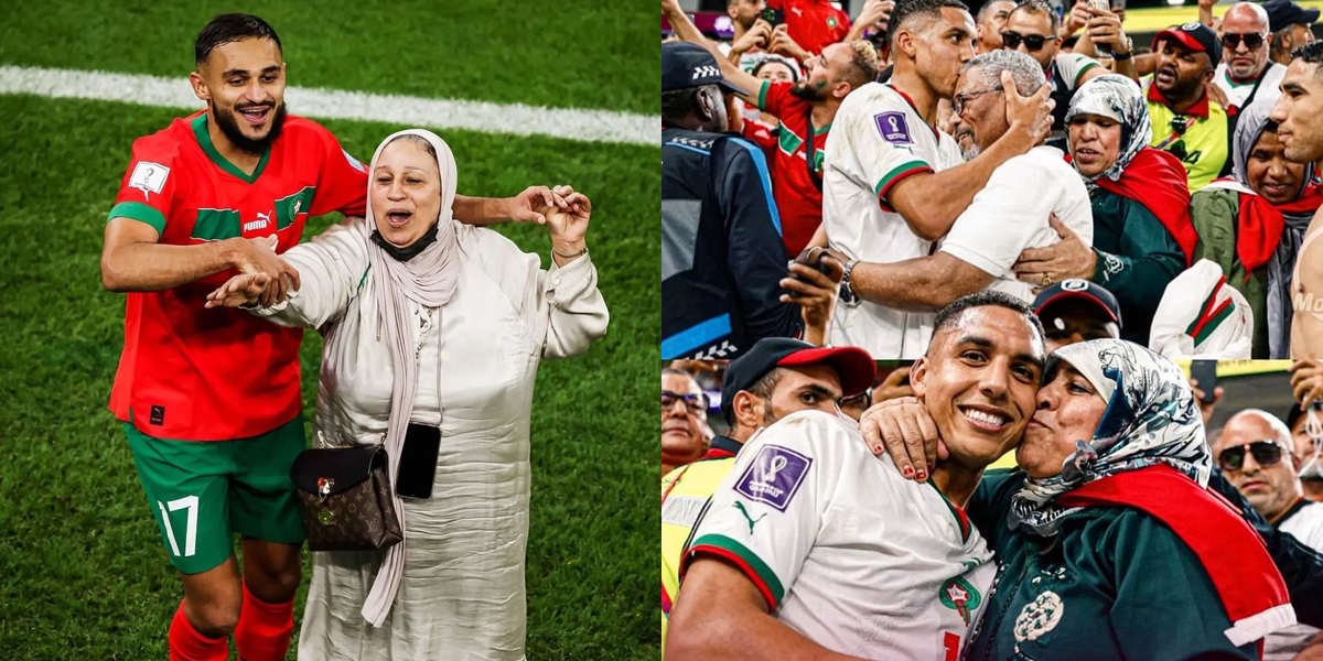 Touching, Portrait of Moroccan Players Celebrating Victory with Loved Ones