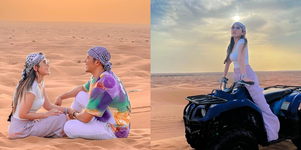 Honeymoon Continues, A Series of Intimate Photos of Via Vallen & Chevra Yolandi in the Dubai Desert