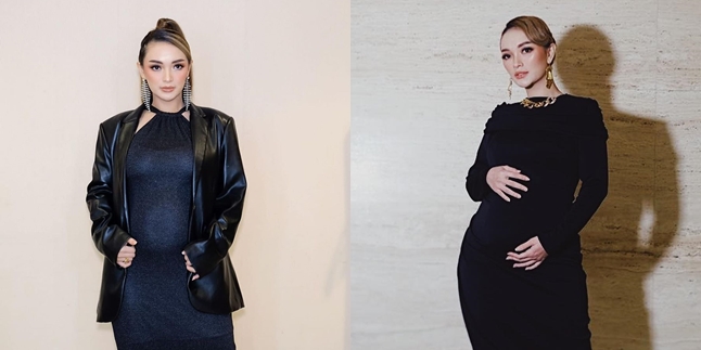 Pregnant women are more beautiful, Portraits of Zaskia Gotik Showing Baby Bump in an Elegant Dress