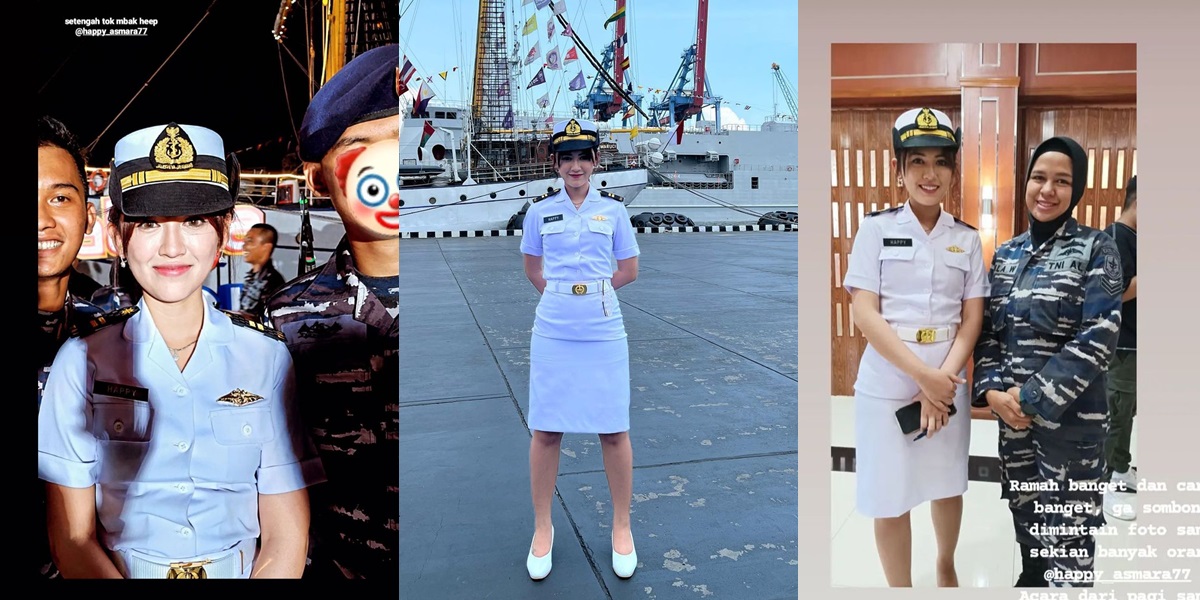 Very Beautiful, 8 Photos of Happy Asmara Performing in Navy-style Costume - Very Friendly with Fans