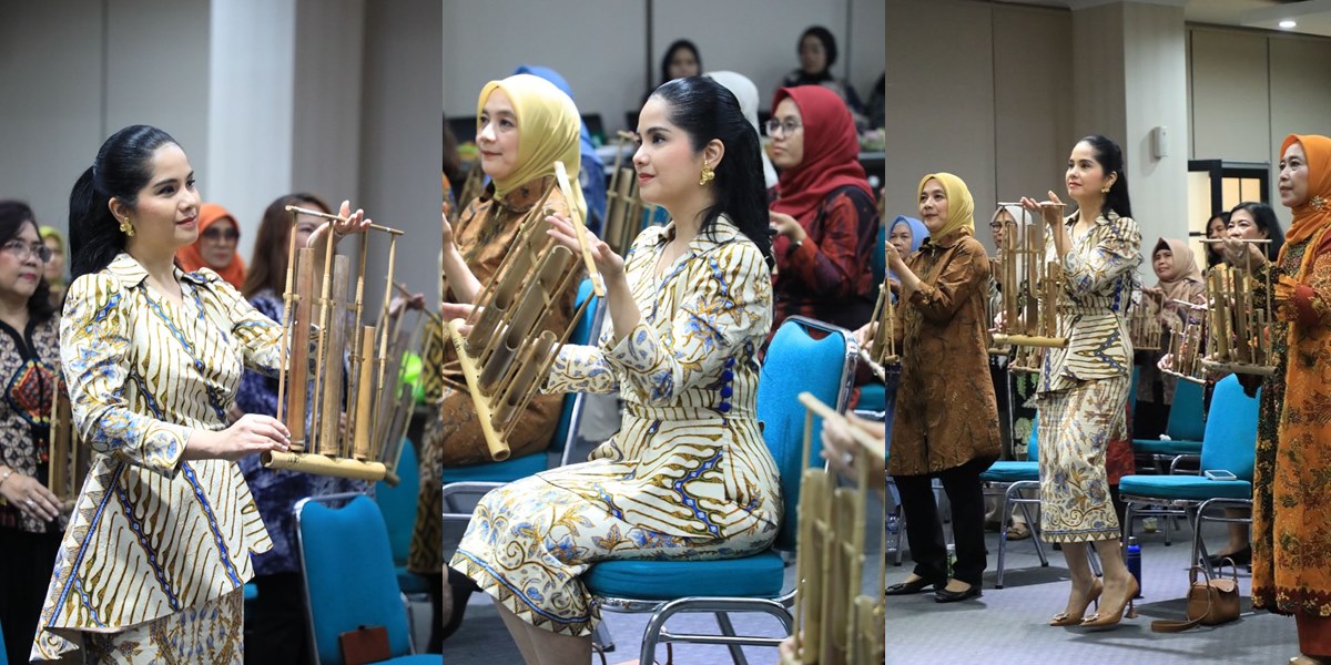 Classy Beautiful, 9 Photos of Annisa Pohan Playing Angklung with Ikawati of the ATR/BPN Ministry - Surprised by AHY's Arrival