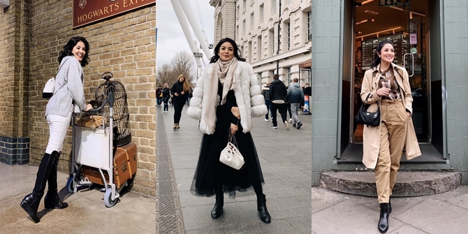 Nindy Ayunda's Fashion Lineup During Vacation to England, Elegant with Various Warm Outfits